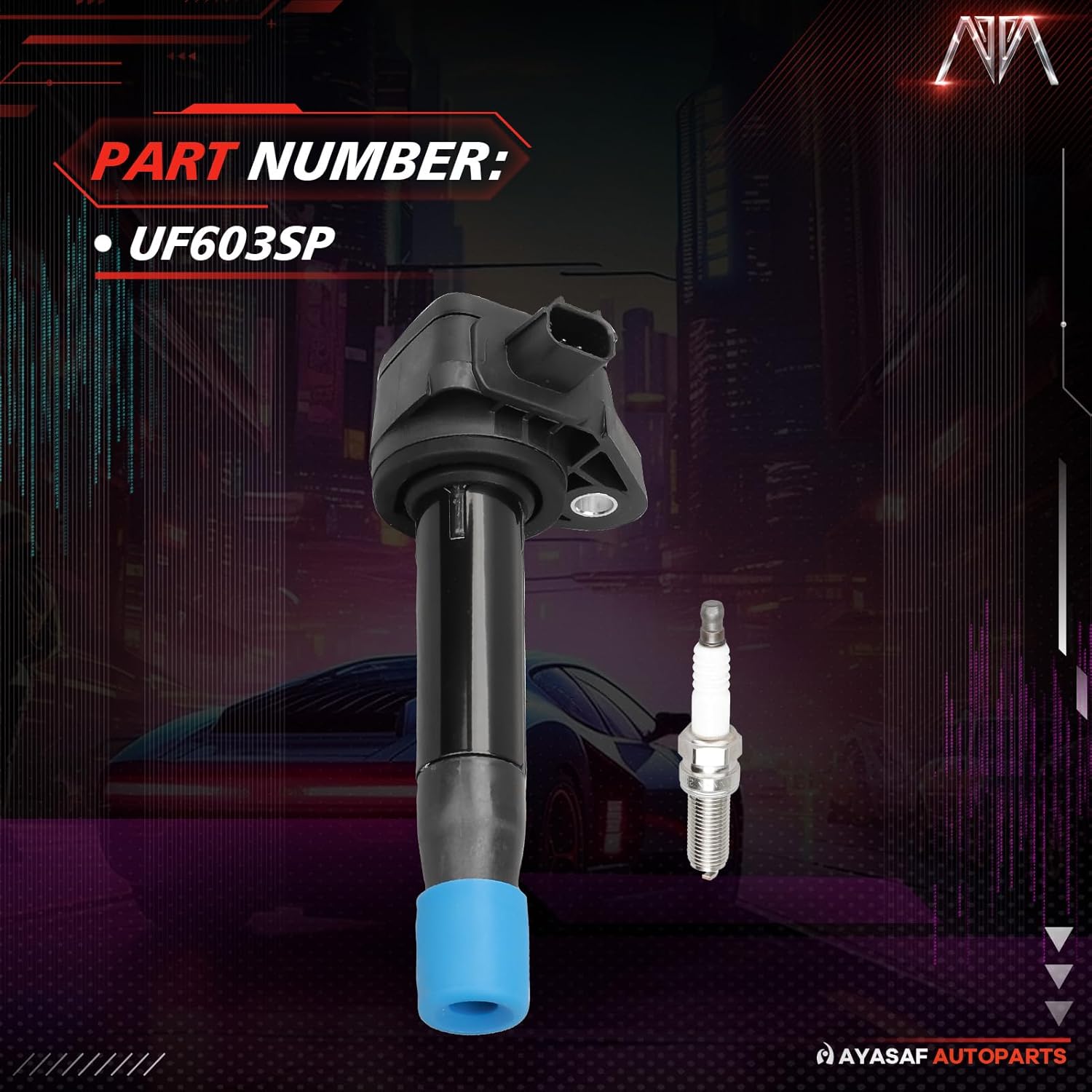 MAYASAF UF603 Ignition Coils and Spark Plugs Set of 6 Fit for Acura 2009-2012 RL, 2009-2014 TL, 2010-2014 TSX, for Honda 2008-2012 Accord, 2010-2011 Accord Crosstour, 2012 Crosstour, 2008-2017 Odyssey