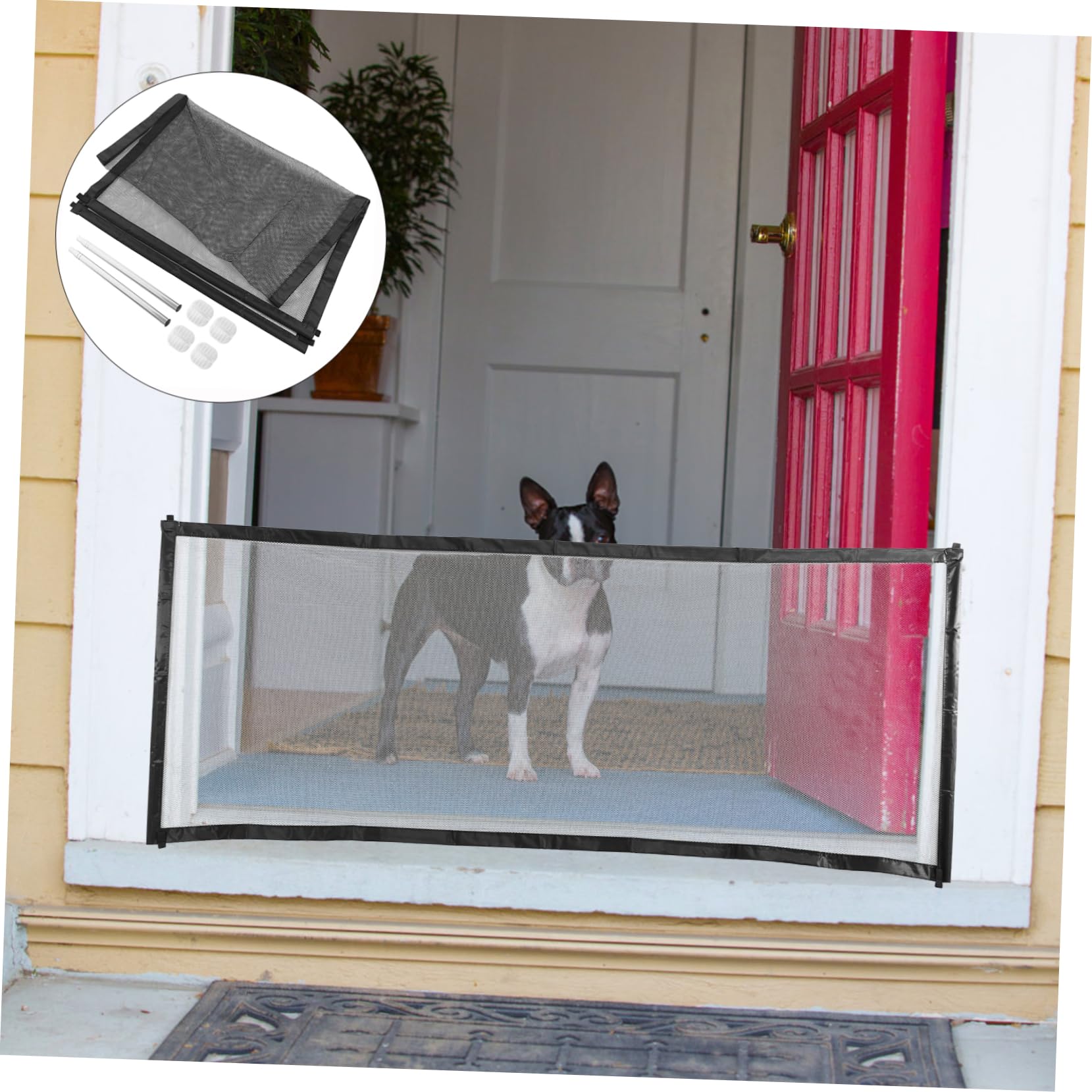 Yardwe 1Set Portable Pet Fence Dog Mesh Barrier Enclosure Safety Net for Pets Easy to Assemble and Move Indoor Use Durable Mesh Design