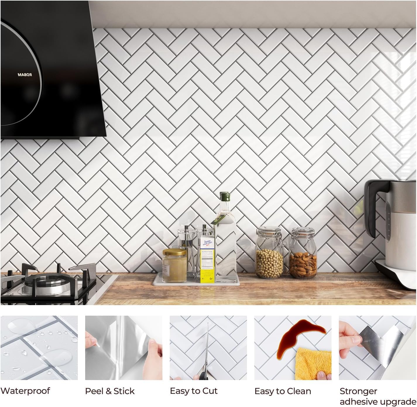 Tegelstickers voor de keuken, 3D, zelfklevende arerlook, tegels Tegelstickers voor de keuken, 3D, zelfklevende arerlook, tegels