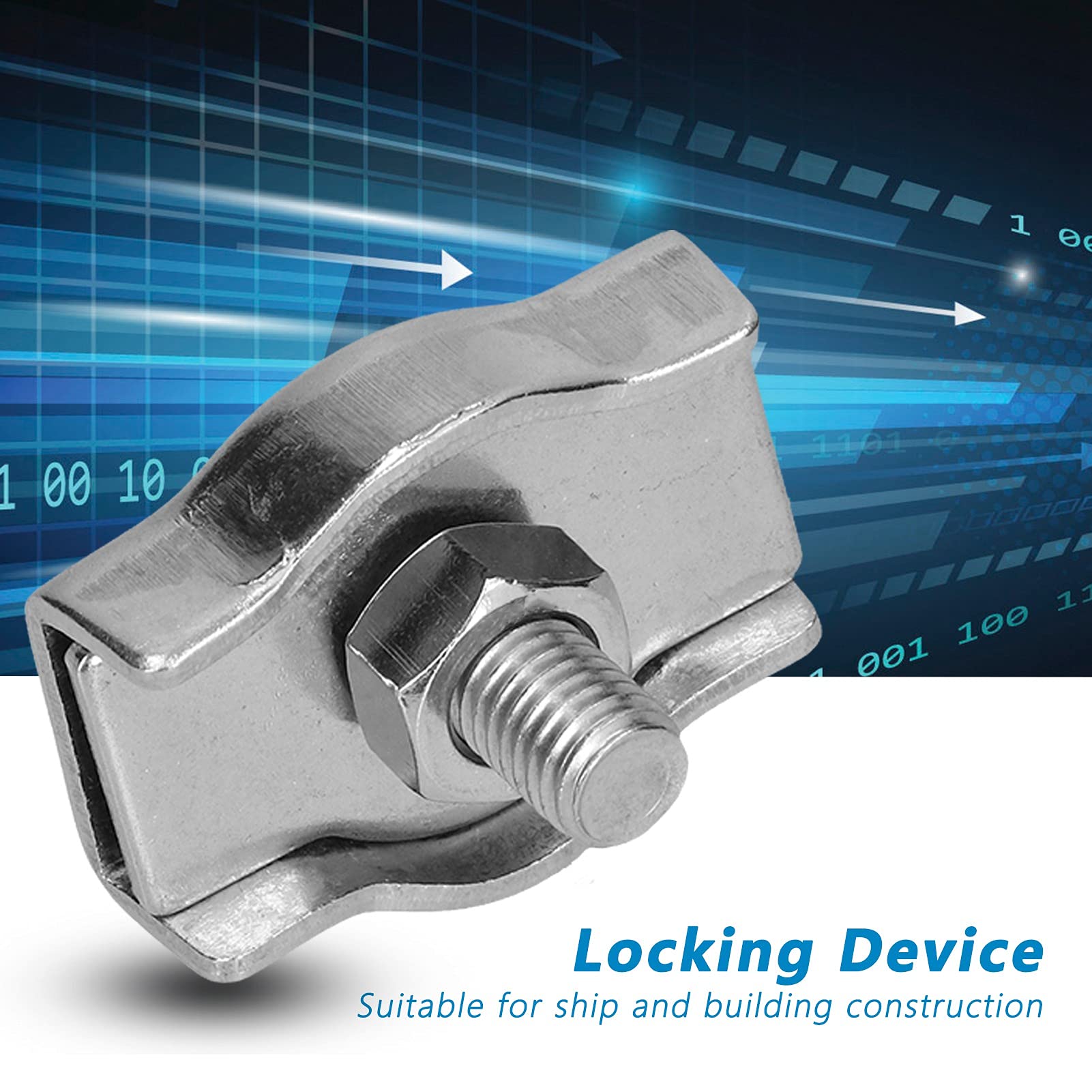 Wire Rope Clips Wire Rope Clips, Stainless Steel Cable Clamps Simple Grip Caliper Single Locking Device Fasteners Bolts Water