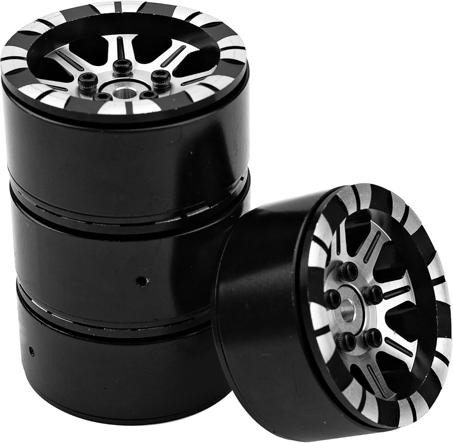 4Pack HIRCQOO Metal 1.9 inch Beadlock Wheel Rims 12 Hex Hubs CNC Machined Compatible with Axial SCX10 90046 SCX10-III Redcat Gen7 Gen8 RC4WD D90 Traxxas TRX4 MST 1/10 RC Crawler