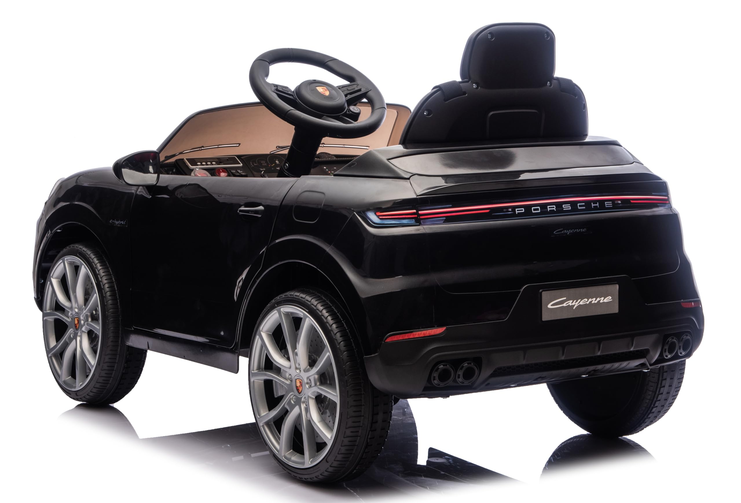Porsche Cayenne Macchina Elettrica per Bambini 12V con Telecomando Cintura a 3 Punti Fari a Led Bluetooth Auto Elettrica Full Optional Nero
