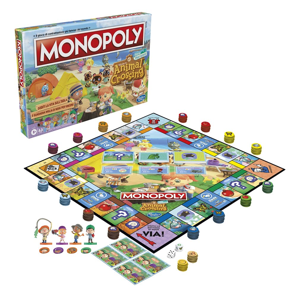 Hasbro Monopoly Animal Crossing New Horizons - Divertido juego de mesa para niños a partir de 8 año - De 2 a 4 jugadores - Multicolor