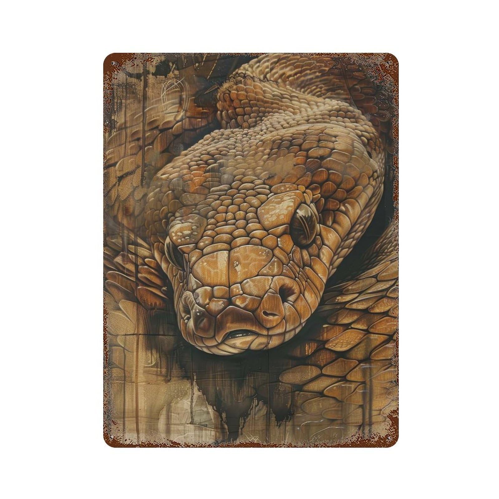 Retro Metal Sign with Ethereal Snake Design 15.7"x11.8", for Bistro, Counter And Cafe Decor, Shabby Chic Decor