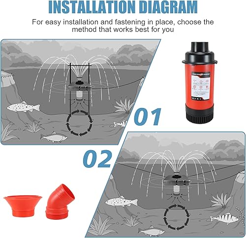 Miniatura 6 de Goldlife Aireador de fuente de estanque, F1-4 1HP 750W 110V PowerfuI Bomba flotante de fuente de estanque con cable de alimentación de 100 pies,