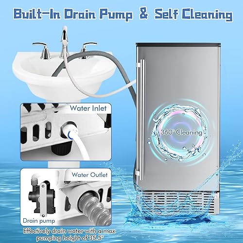 Miniatura 2 de COSTWAY Commercial Ice Maker, 80LBS/24H Freestanding and Under Counter 115V Industrial Ice Machine with Self-Cleaning Function, 24H Timer, LCD