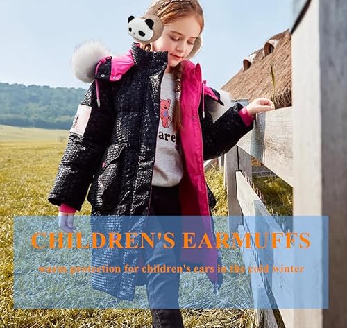 SJTJSPX Ohrenschützer Kinder Ohrenwärmer Winter Warm Earmuffs Cartoon Panda Ohrwärmer Verstellbare Verdickt Ohrenschutz Mädchen Junge Earbands Outdoor Winterzubehör für Ski Radfahren Laufen Wandern