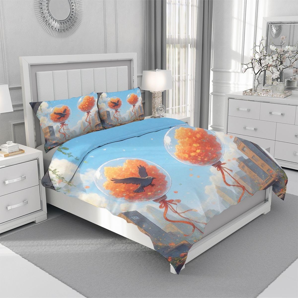 Set di Copripiumino 240x260 cm Palloncino 3D Arancione A5820