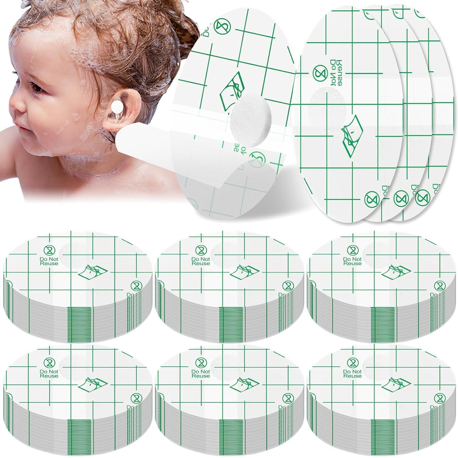 Baby Waterproof Ear 20 Stickers, Baby Waterproof Ear Protector, Newborn Ear Protection for Swimming Showering Surfing Snorkeling and Other Water Sports Kids Size (Pack of 20)-image-48