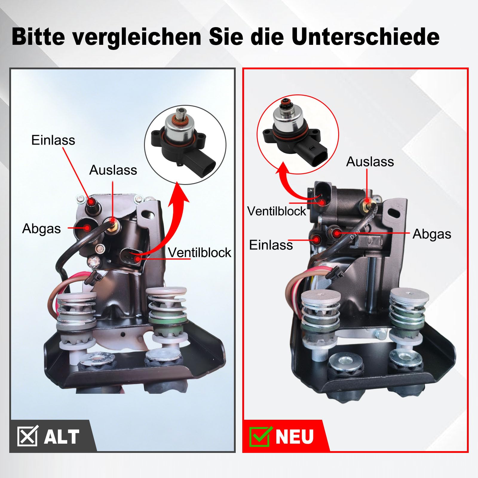 Magnetventil Luftfederung Fahrwerk Kompressor für BMW 5er GT F07 / Touring F11/F11N (2014–2017) & 7er F01/F02/F04 – Ersatz 37206789450 / 37206784137