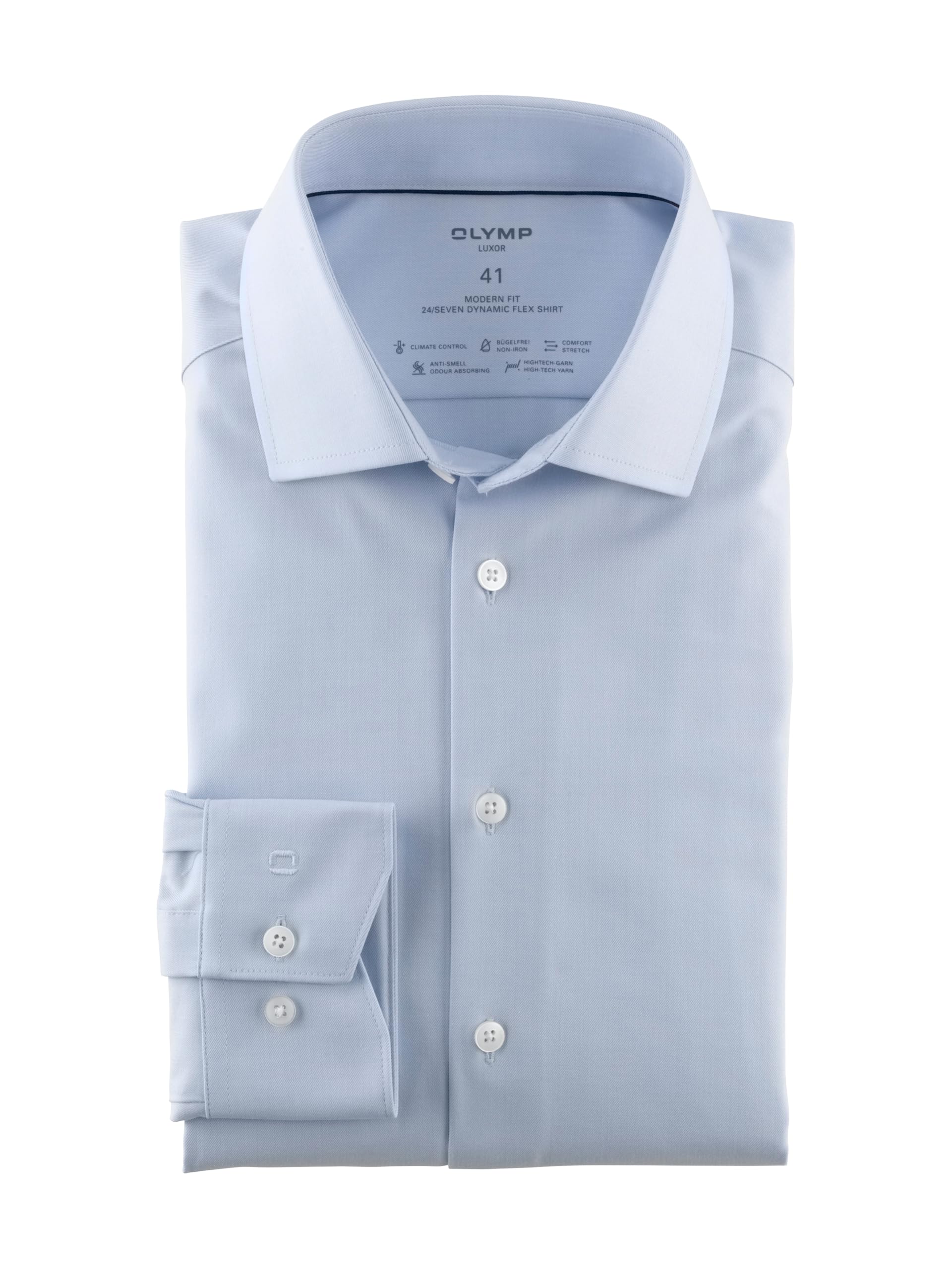 OLYMP Męska koszula biznesowa z długim rękawem Luxor 24/Seven,Twill, nowoczesny krój, Global Kent