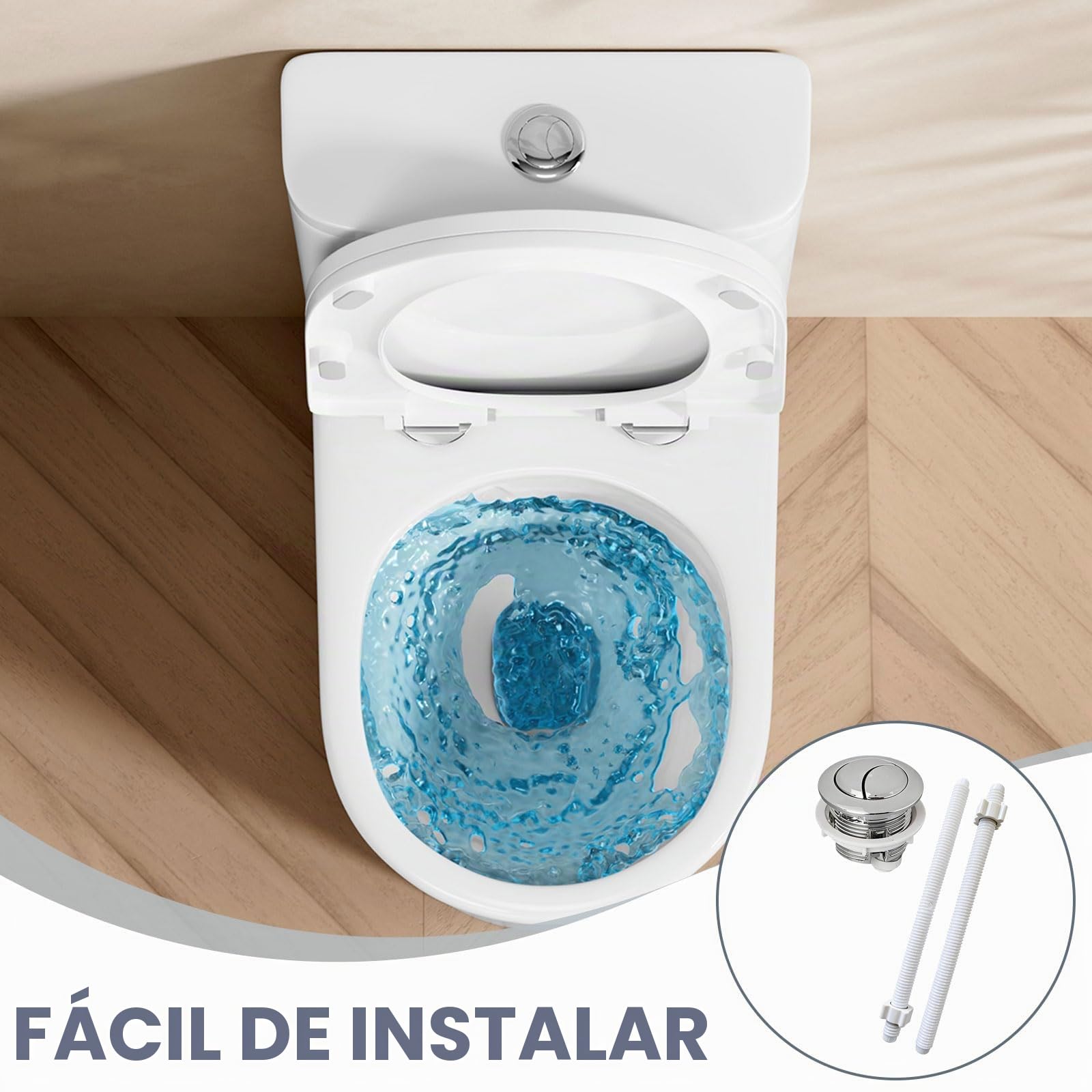 Pulsador cisterna, Botón de Cisterna Universal Rock para Inodoros de Doble Descarga, Accesorio de Baño Resistente y Duradero, Instalación Fácil y Rápida, Incluye 2 Palancas de Control