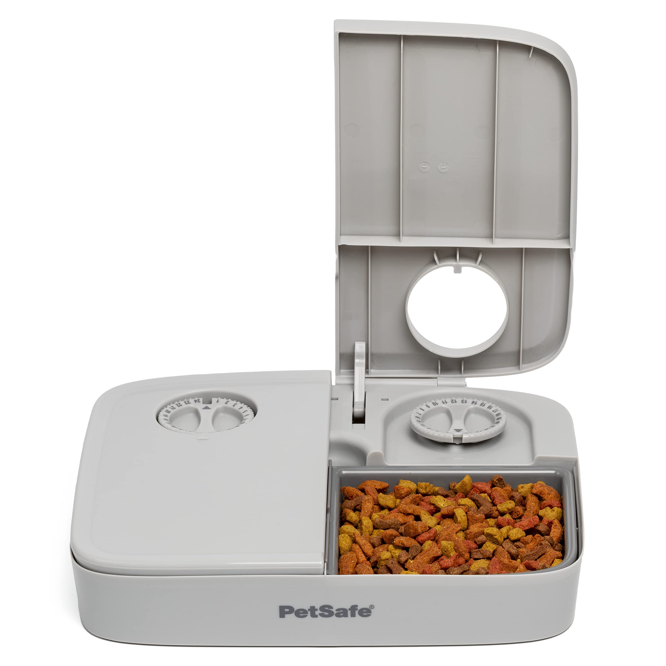 PetSafe Alimentador automático para 2 comidas, temporizadores integrados, tazón de comida sin BPA, adecuado para alimentos secos, gris, 1 unidad (paquete de 1)