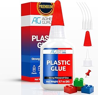 Adhesive Guru Plastic Glue (0.7 oz) Ultra Strong Super Glue for Repairs, Waterproof Adhesive for Plastic Bonding Models, DIY Crafts, Toys, PVC, ABS, 3D Printings and More - 1 Pack