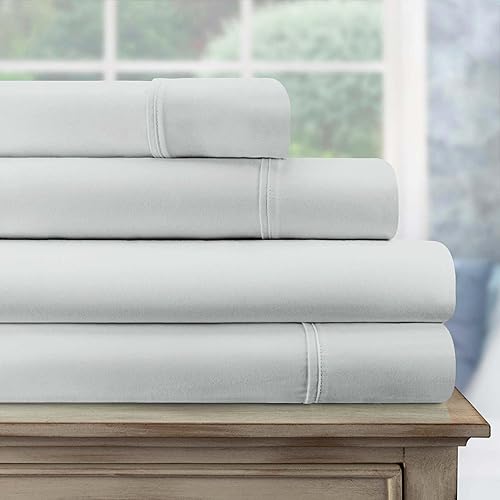 Miniatura 10 de Superior Sábanas de algodón egipcio de 700 hilos, moderno juego de sábanas de 4 piezas con bolsillo profundo sólido, incluye una plana, una