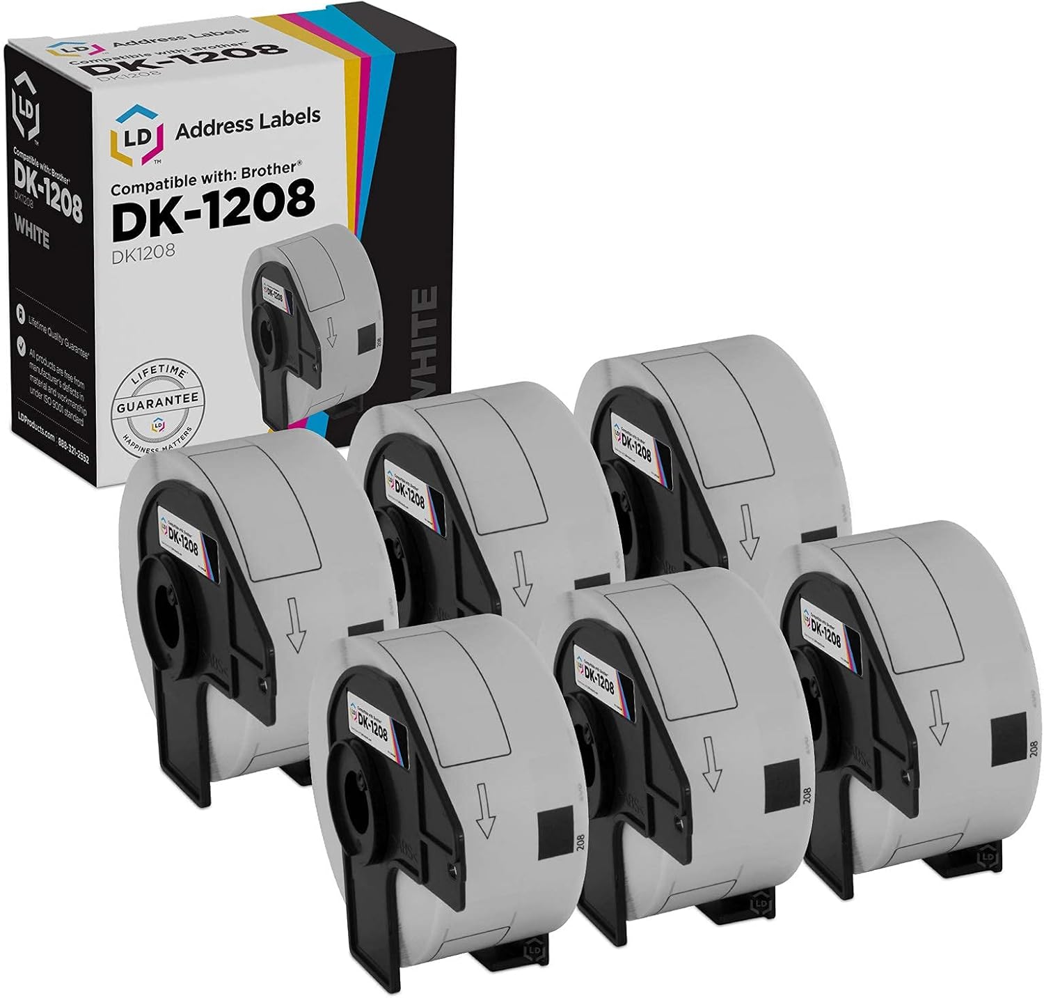 LD Products Compatible DK1208 Large Address Label Replacement for Brother DK-1208 Works with QL-800, QL1050 QL-1050N QL-1060N QL-500 QL-500EC QL-550 QL-570 (1.4 in x 3.5 in 400/roll, 6-Pack)