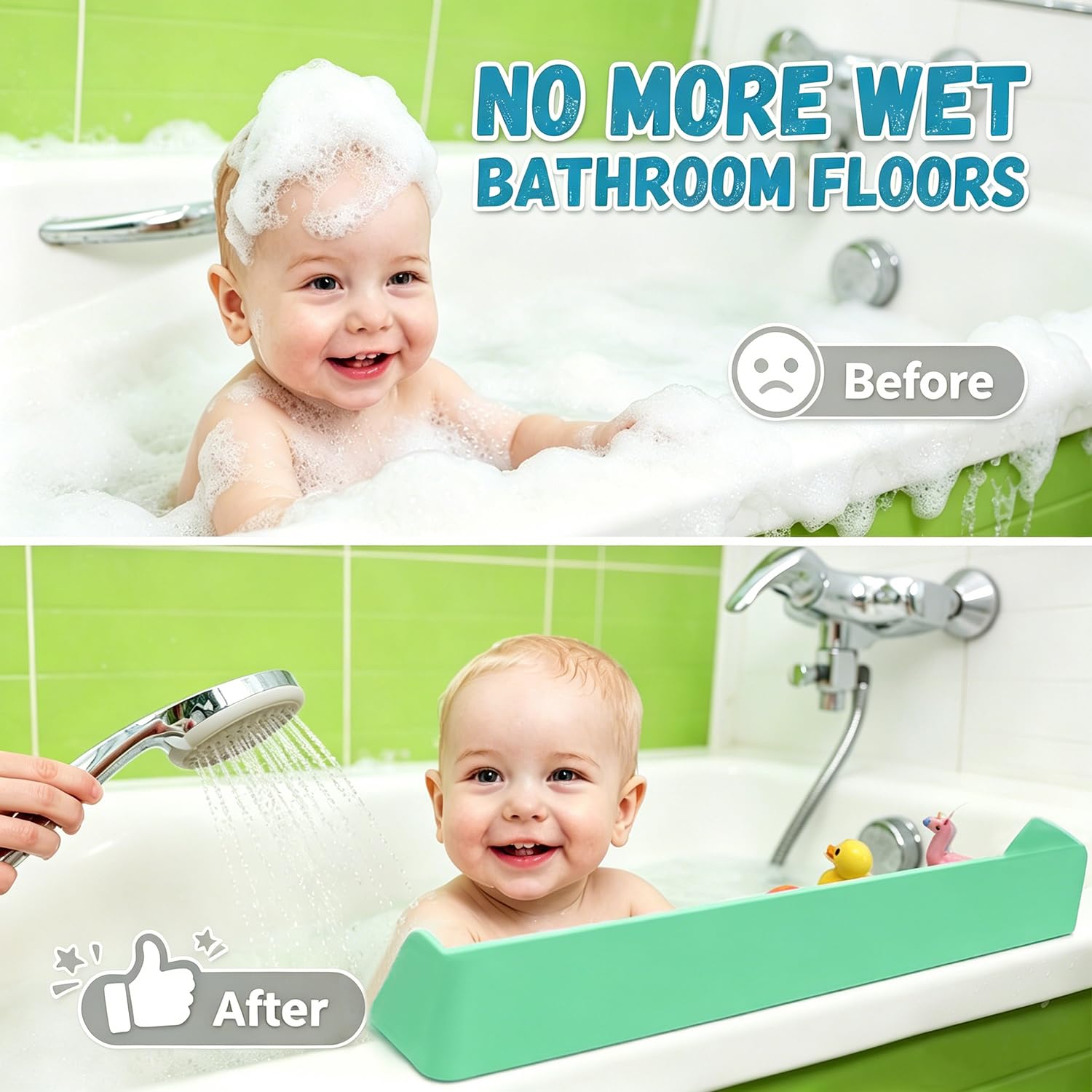 Badewannen-Spritzschutz mit starken Saugnäpfen, Silikon-Spritzschutz für Badewanne, Badespielzeug, Aufbewahrung und Organizer, Regal für Kinder, flexibler Wasserschutz für Badezimmer, Wannenrand und