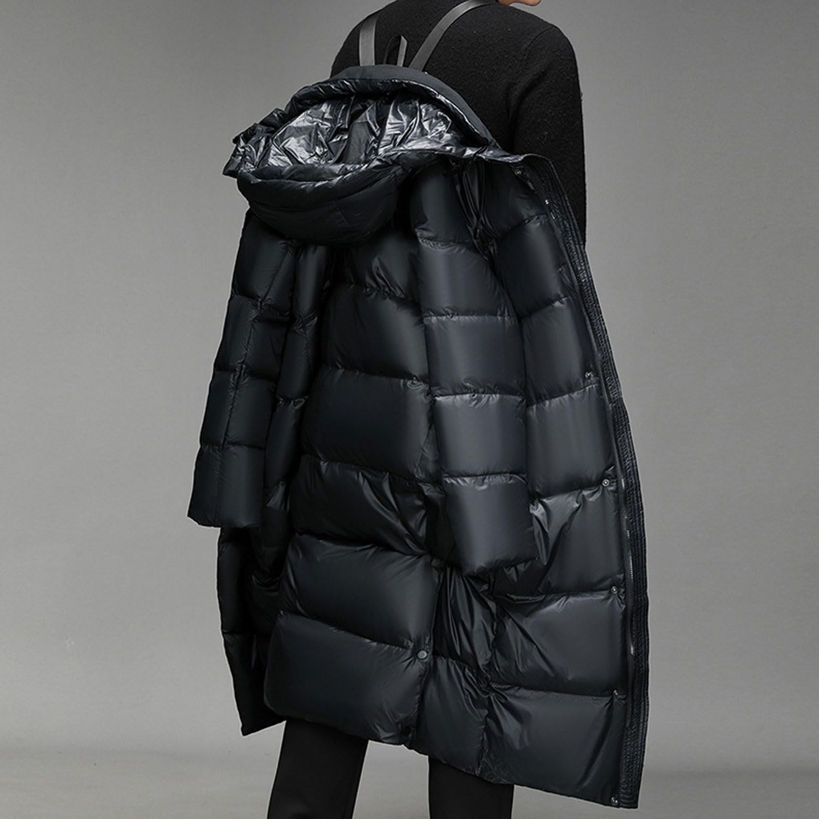 Abrigo con Capucha de Invierno Acolchado Brillante para Hombre Mujer Chaqueta Acolchada Cremallera Completa metálica Talla Grande cálido