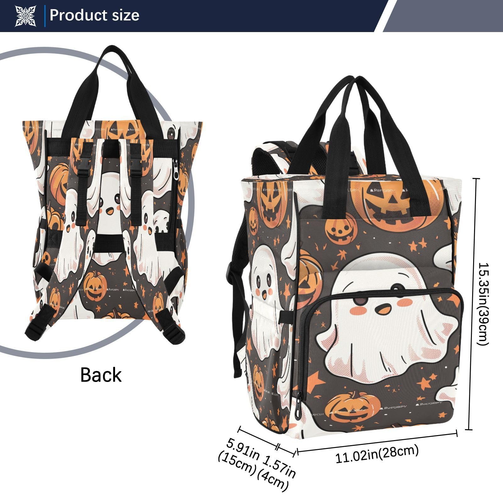 Calabazas Negras EspíRitus Lindos Bolsa de Pañales Mochila de Viaje Gran Capacidad Bolsas para Mamá Papá Mujeres Niñas