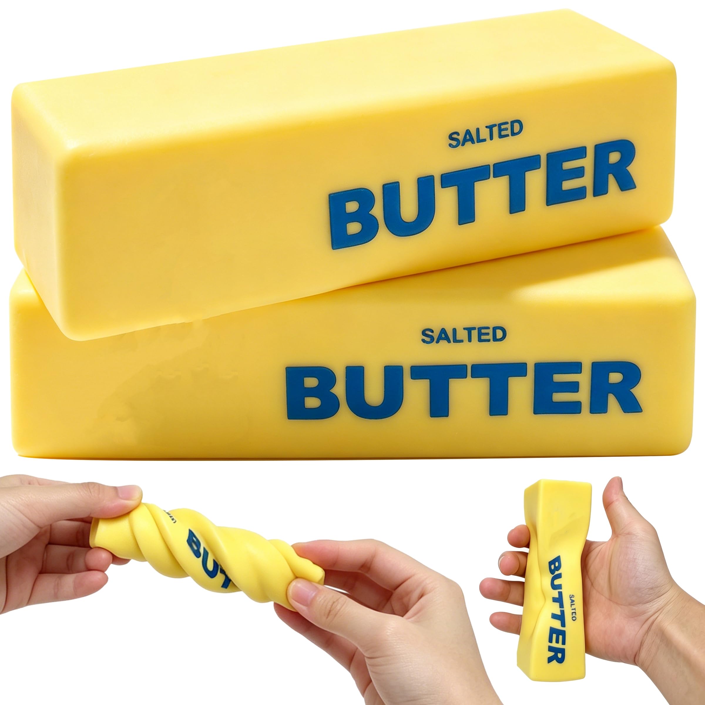 PICKSMOCUB 2 Pack Butter Squishy Toy Large Butter Squishy Soft Slow Rising Fidget Toy Squishy Butter Squeeze Sensory Toy for Kids Adults Stress Relief Sensory Play Desk Decor Party Bag Fillers Gifts
