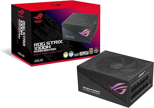 ASUS ROG Strix 1000W Gold Aura Edition (fuente de alimentación totalmente modular, certificado Gold 80+, ATX 3.0, certificación Cybenetics Lambda disponible en Yaxa Mexico