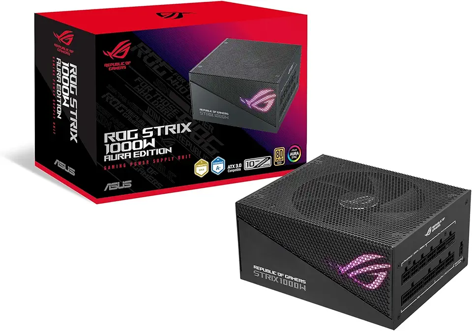 Asus ROG Strix 1000W Gold Aura Edition (Fully Modular Power Supply, 80+ Gold Certified, ATX 3.0, Cybenetics Lambda A+ Certification, PCIe Gen 5.0 Ready, Axial-tech Fan, Aura Sync, 10-Year Warranty)