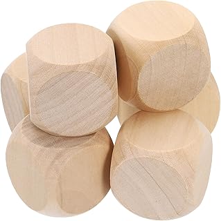 uxcell 6pcs Blank Wooden Dice, 40mm 1-1/2 inch Unfinished Wooden Cube Rounded Corners Square Block for DIY Craft Projects