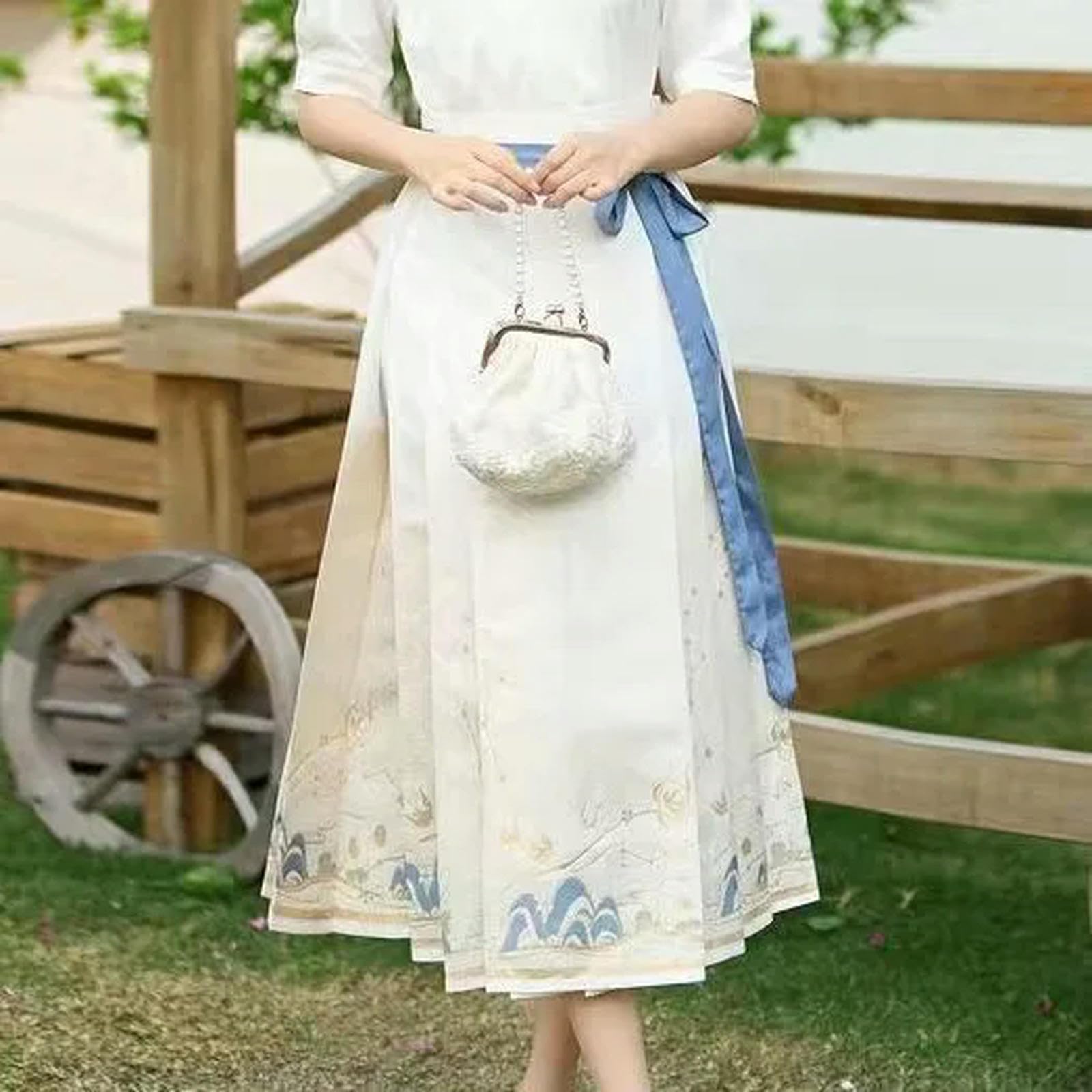 Amazon.co.jp: スカートヴィンテージ古代中国の宮廷衣装馬の顔スカート  