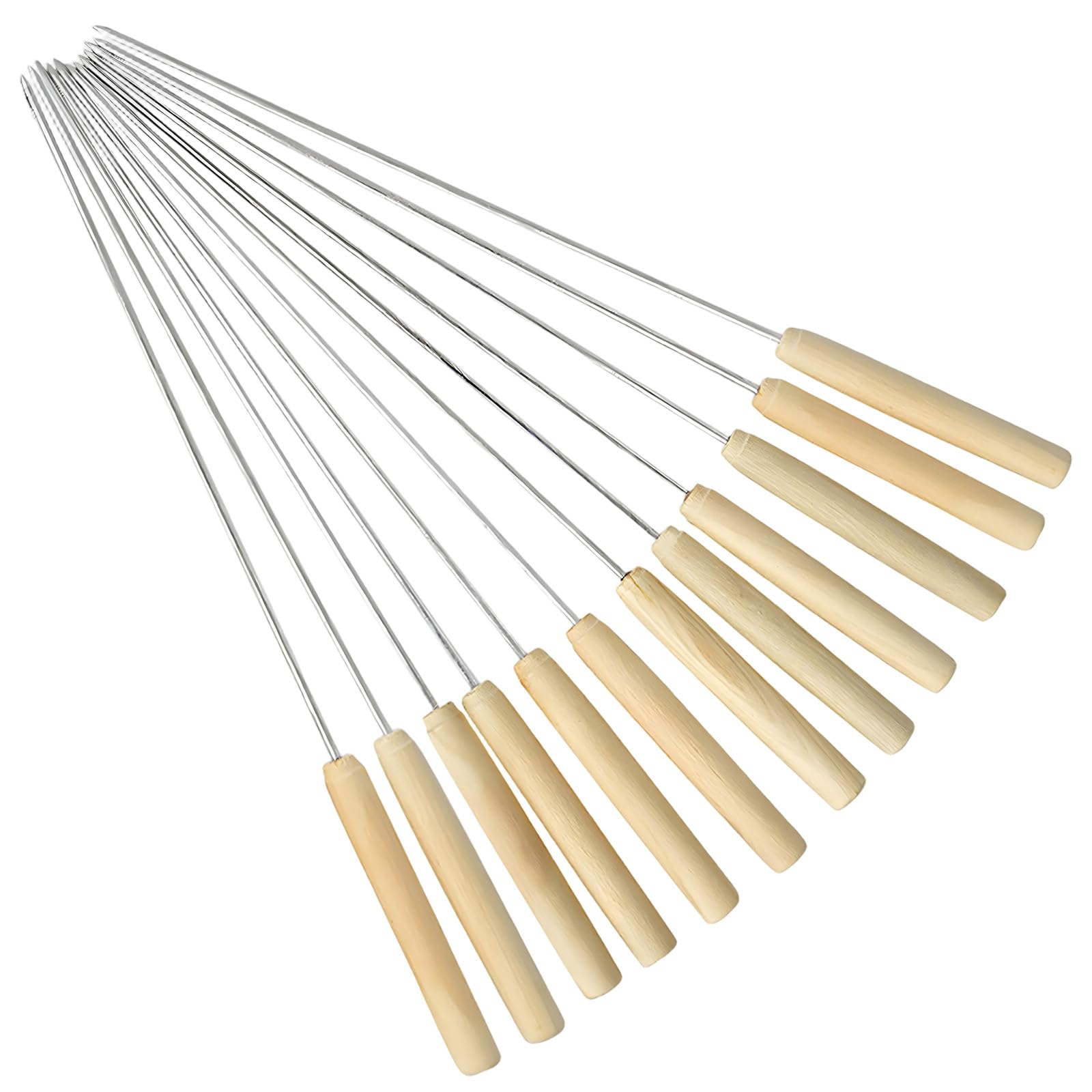 Packool Barbecue Skewers Wooden Handle: 12PCS Kabob Skewers BBQ Needle Sticks Non-Slip