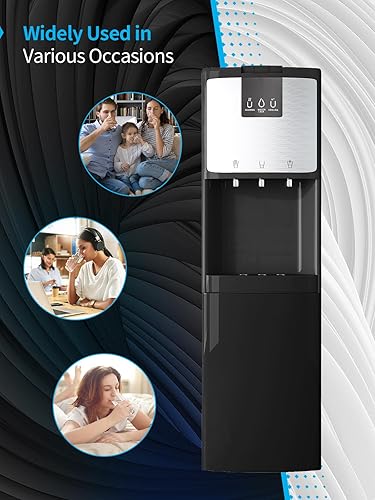 Miniatura 3 de Dispensador de enfriador de agua para botellas de 3 o 5 galones, dispensador de agua de carga inferior con 3 ajustes de temperatura, bloqueo de
