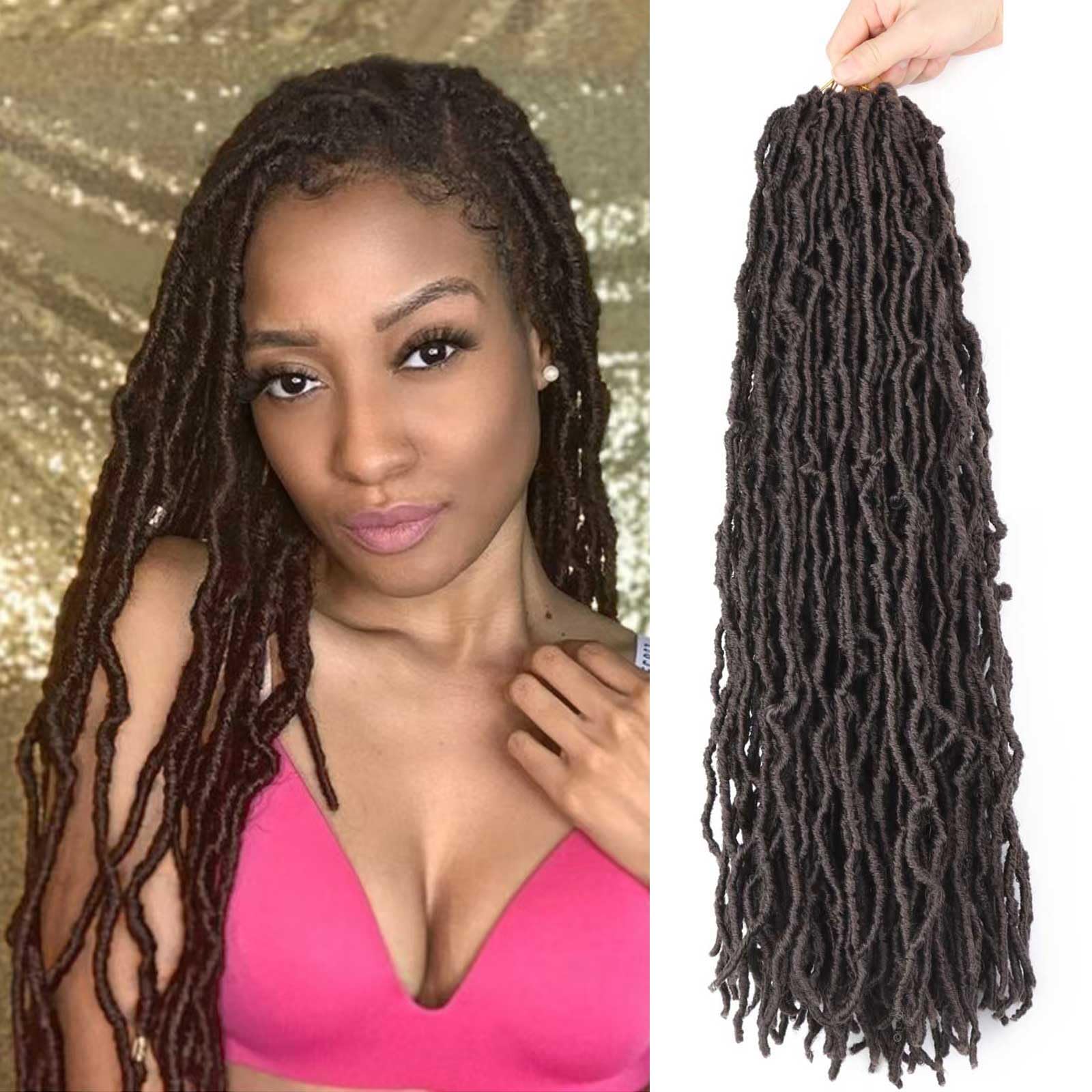 8 Packs Soft Faux Locs Crochet Hair 18 Inch for Butterfly Locs Distressed Locs Crochet Hair for Black Women (4#, 18 Inch(Pack of 8))
