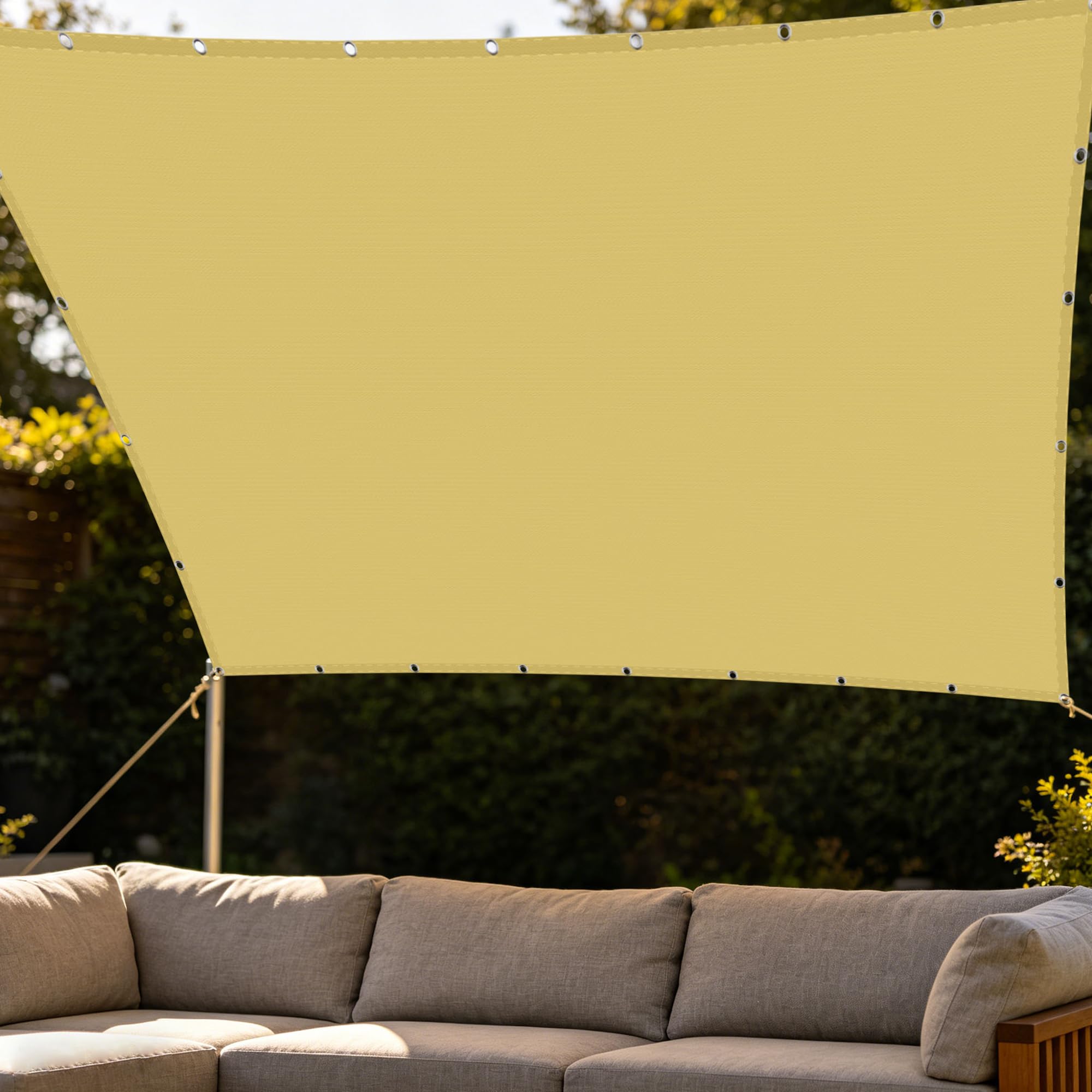 Voile d'ombrage résistant à l'eau jaune sable 1.2x3.8m contre la pluie et le vent