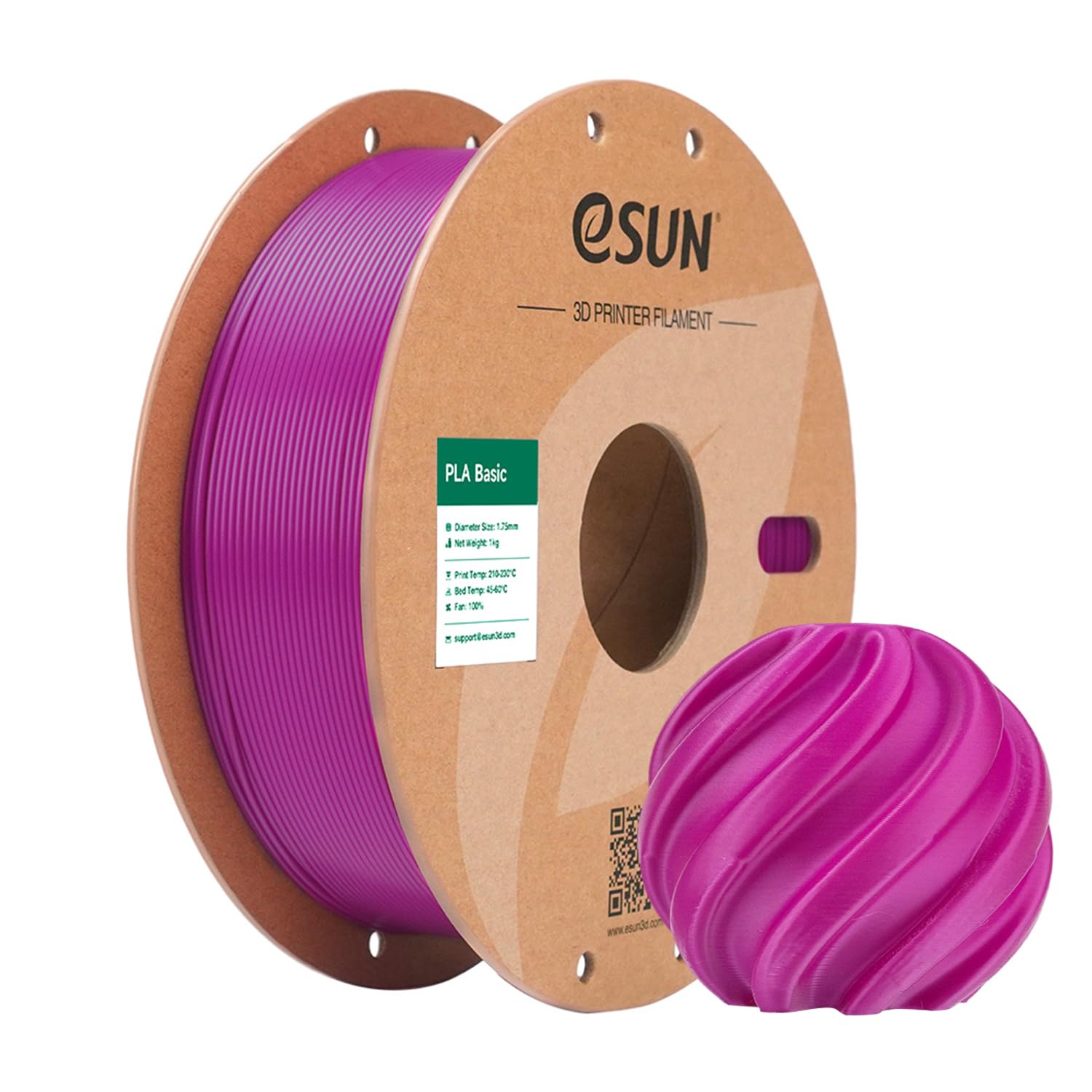 eSUN Filamento PLA 1,75 mm, filamento per stampanti 3D, Viola, 1 kg (2,2 libbre), Precisione dimensionale +/- 0,05 mm
