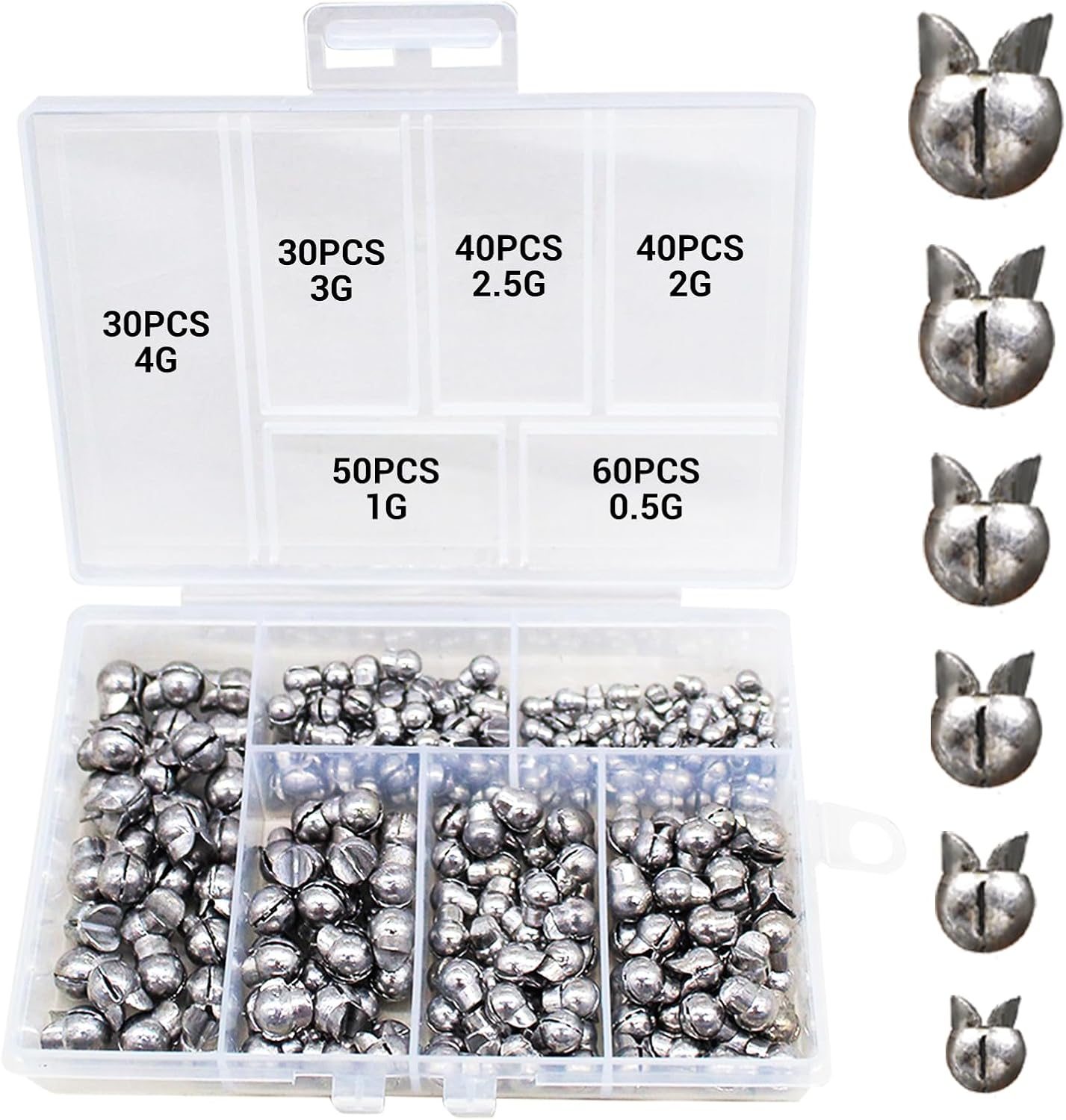 250/180Pcs Split Shot Fishing Weights Sinkers, Round Open Mouth Design Fishing Weight Clip on Sinker Weight Freshwater Saltwater Fishing Accessories Gift for Fishing Lovers