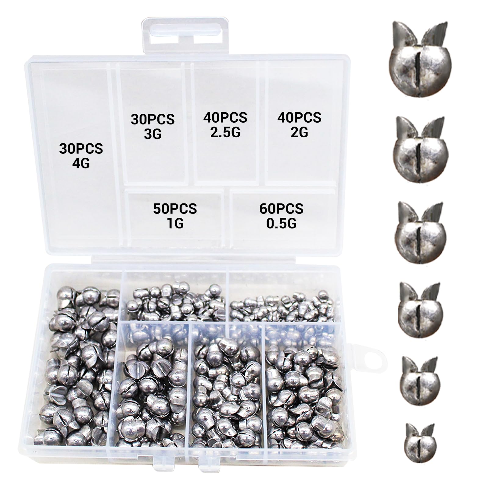 250/180Pcs Split Shot Fishing Weights Sinkers, Round Open Mouth Design Fishing Weight Clip on Sinker Weight Freshwater Saltwater Fishing Accessories Gift for Fishing Lovers