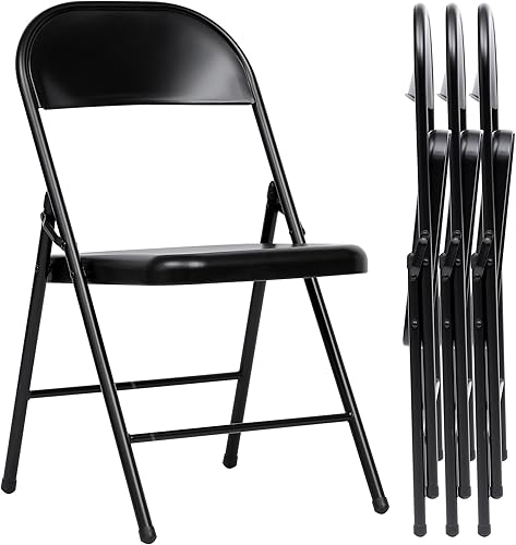 Miniatura 17 de Sillas Plegables con Asientos Acolchados - Paquete de 4 Sillas Plegables Acolchadas con Marco de Acero para el Hogar y la Oficina, Eventos en