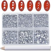 Vista 20 de Bymitel Hotfix - Gemas redondas de diamantes de imitación de cristal para manualidades, mezcla de 6 tamaños con kit de lápiz de cera, negro