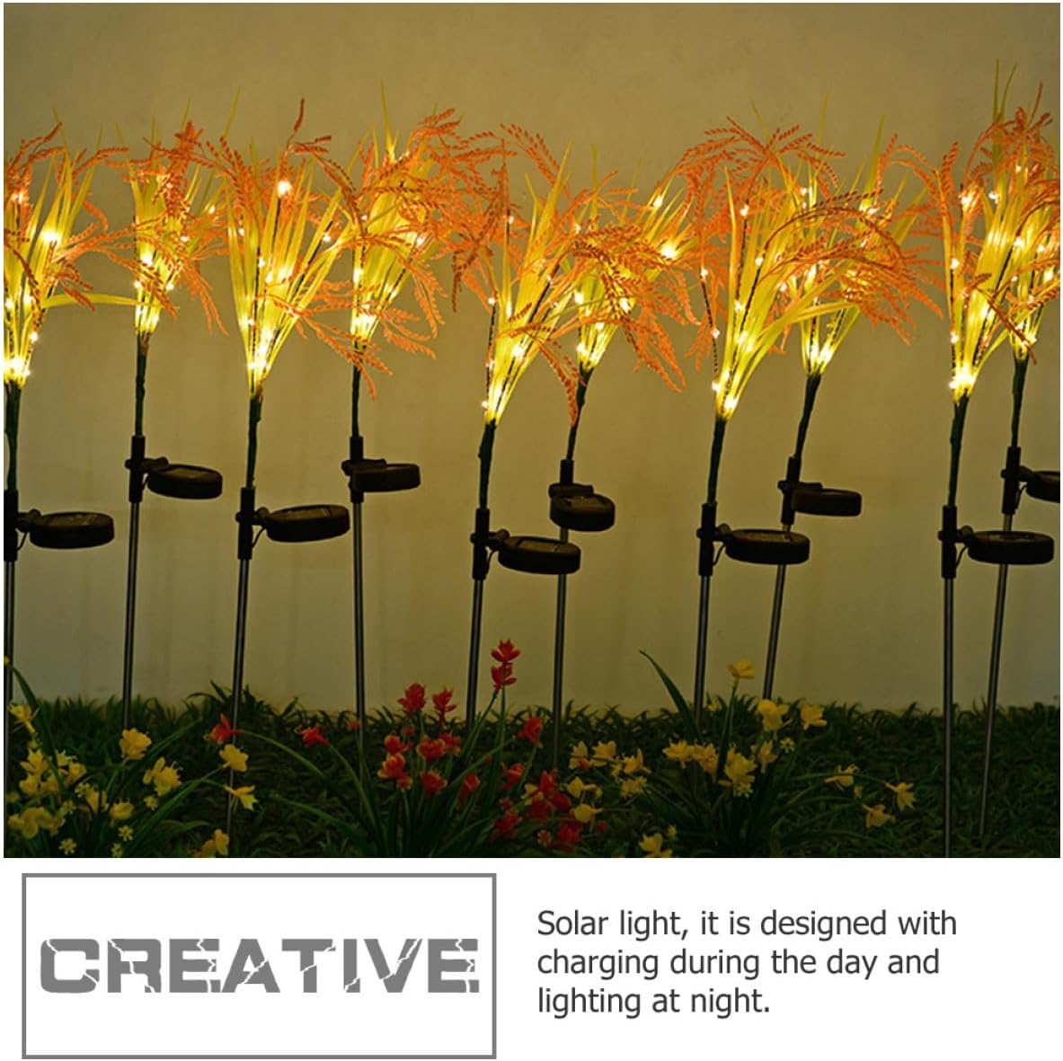 4pcs LED Solar Ground Inserting Lights, Decorative Solar Landscape Path Lights for Garden and Patio, Solar-Powered Waterproof Yard Lamps with Warm White Glow