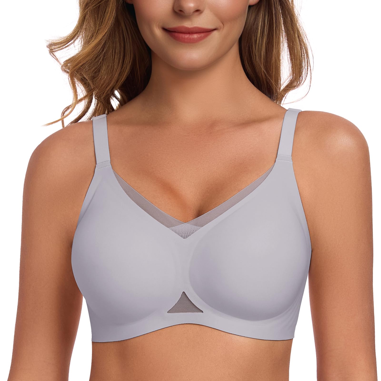 Gailife Womens Wireless V Mesh Comfortable Bra Seamless Bralette Push Up Bras No Underwire Supportive Tshirt Everyday Bras
