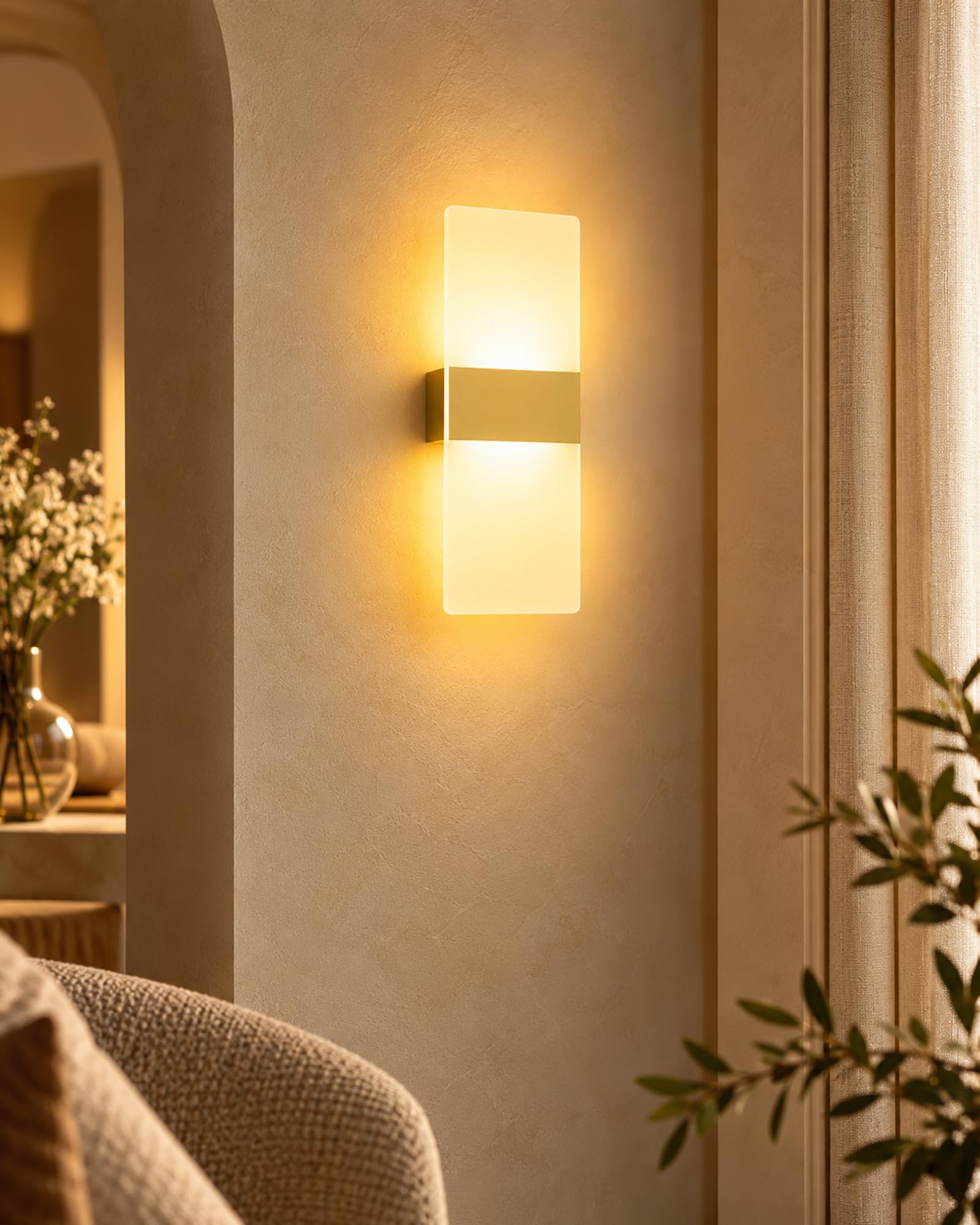 Rose Gold LED Wall Sconce - Modern Acrylic Light -10