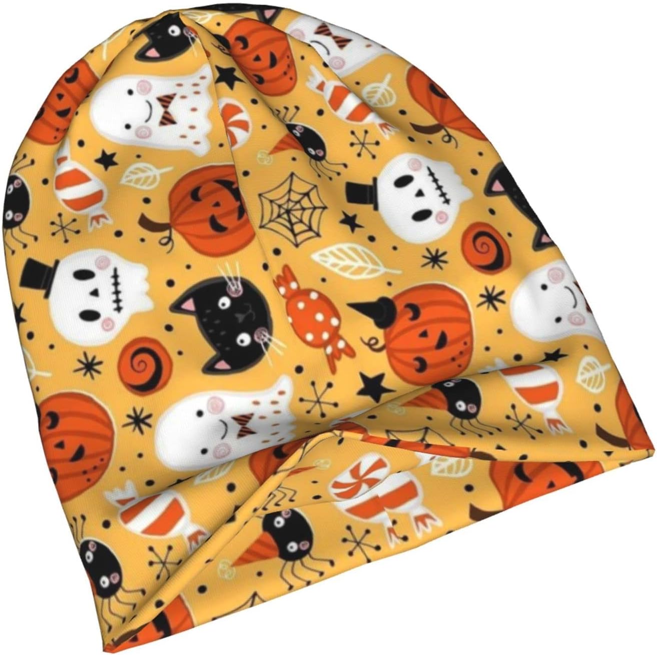 LAIPUTER Halloween Skull Pumpkin Beanie Standard Closed Chemo Hat Cancer Headwear Knitted Hats Baggy Slouchy Cap for Adults Women Men - Image 7