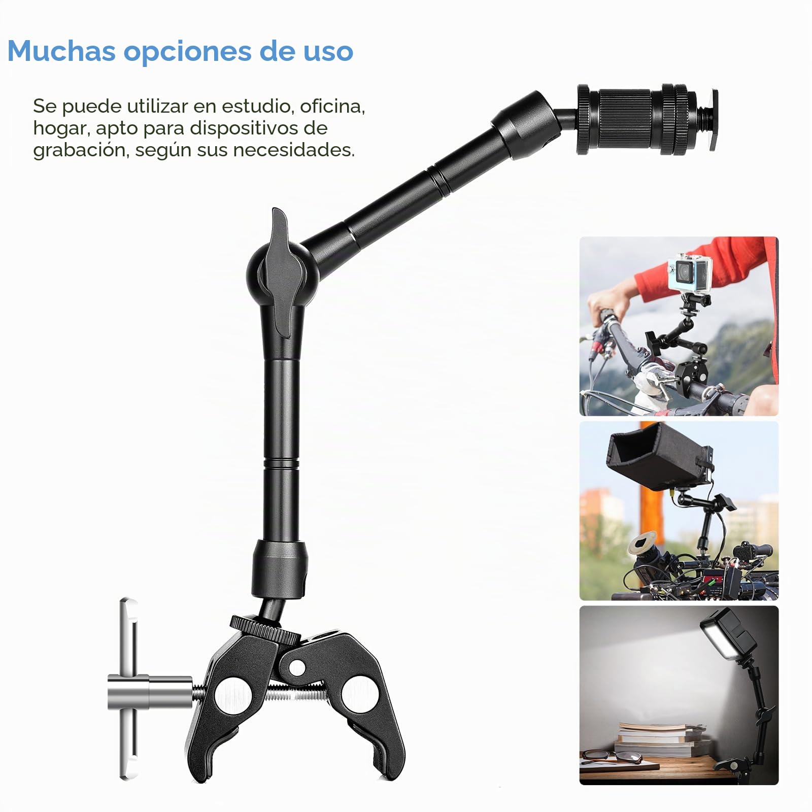 UTEBIT Brazo mágico Brazo articulado de 11 Pulgadas Brazo de cámara con súper Abrazadera 1/4 Zapata Carga máxima 1.5 kg para cámara DSLR, Monitor de Campo LCD, luz de Flash