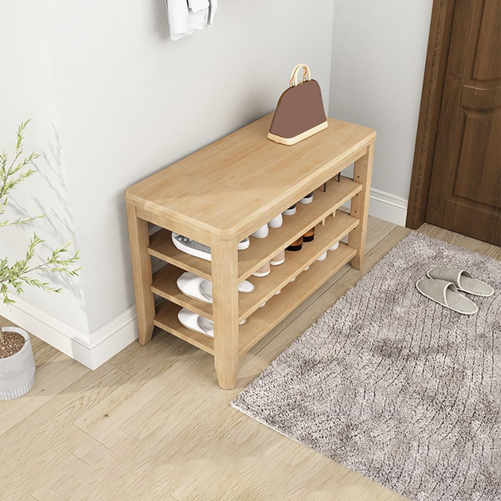 WJFTODAY Modern 2/3 Tier Wood Shoe Storage Space Saving Shoe Rack & Entry Bench for Living Room Hallway Entryway Stylish & Functional Footwear Display Solution