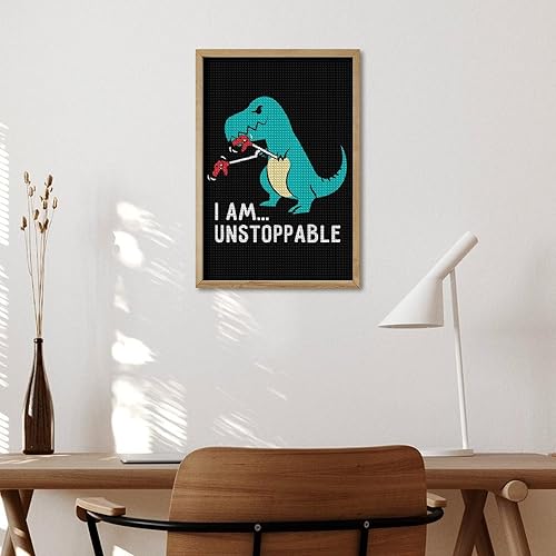 Miniatura 5 de I Am Unstoppable T-rex Diamond - Kit de pintura de diamante cuadrado completo, manualidades artísticas para decoración de pared del hogar