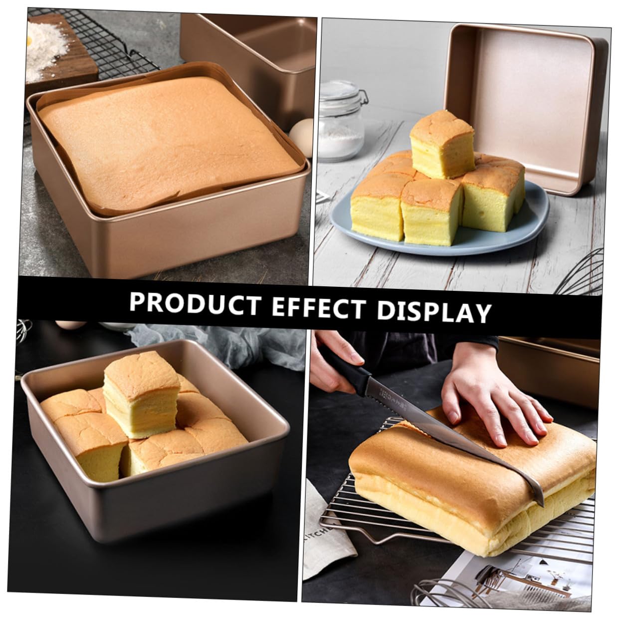 TEHAUX Edelstahl Antihaft Kuchenform Quadratisch Leicht zu Reinigen Backform für Brot und Kuchen Vielseitig als Kuchenplatte und Kastenform zum Backen