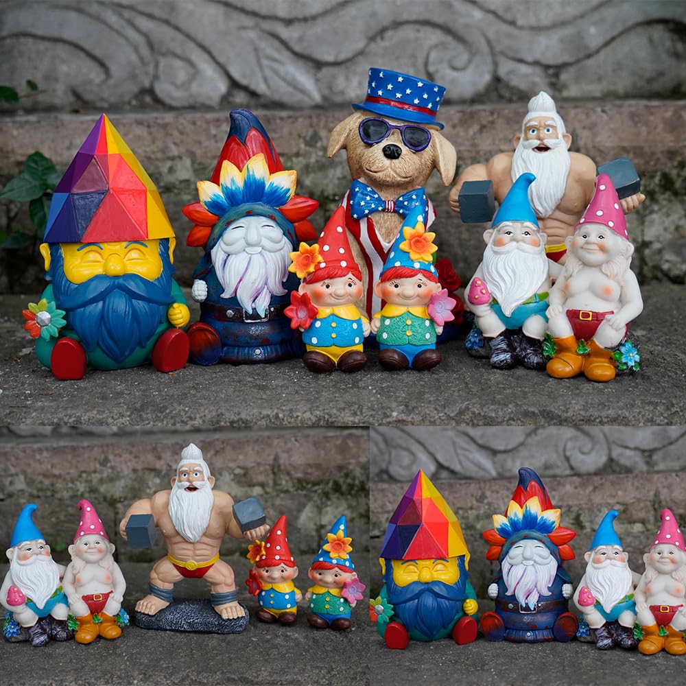Gnome Figurine カップル像 約26cm VKEVOC Funny Garden Gnomes Statue, Couple Gnomes Statues, Gnome