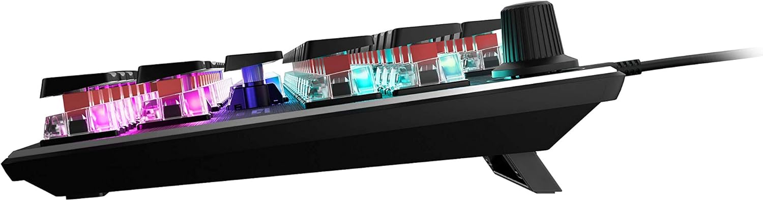 Side view of the ROCCAT Vulcan TKL keyboard with adjustable feet extended