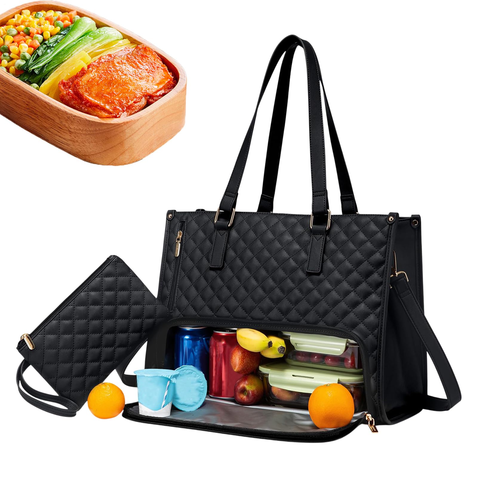 Sac Fourre-tout Femme Noir - Cabas Bandoulière - Idéal Travail & Bureau - Neuf Sans étiquette