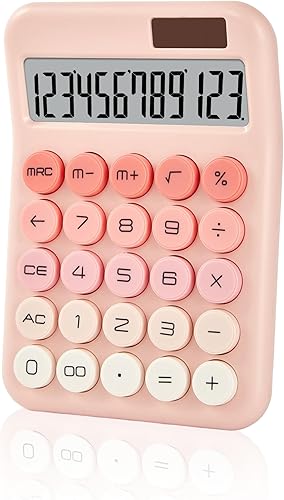 Calculadora de escritorio pequeña con pantalla LCD grande y botón sensible, doble energía solar y batería con sueño automático calculadoras básicas