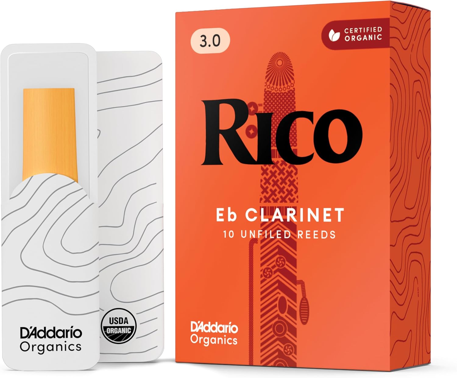 D’Addario Woodwinds - Rico Eb Clarinet Reeds - RBA1030 - Strength 3.0, 10-Pack